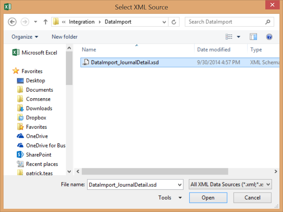 File Explorer; shows the selected XML source.