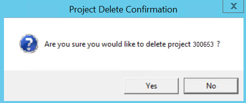 Project Delete Confirmation dialog box.