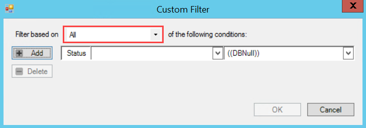 Custom Filter window; shows Filter based on All example.