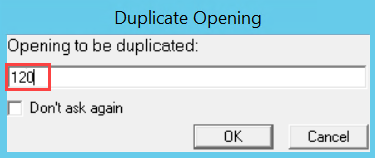 Duplicate Opening window; shows the original opening number in the field.