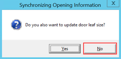 Synchronizing Opening Information Dialog Box; shows the location of the No button.