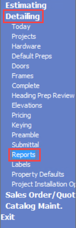 Enterprise Navigation menu; shows the location of Detailing and Reports.