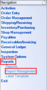 Enterprise Navigation menu; shows the location of Reports and Report Management.