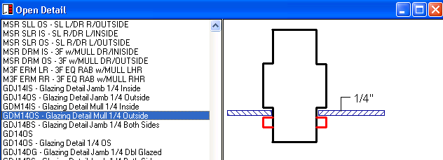Open Detail window; shows an example of the GDM14OS detail.