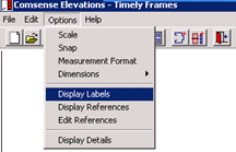 Elevatiosn window; shows the pathway to Display Labels