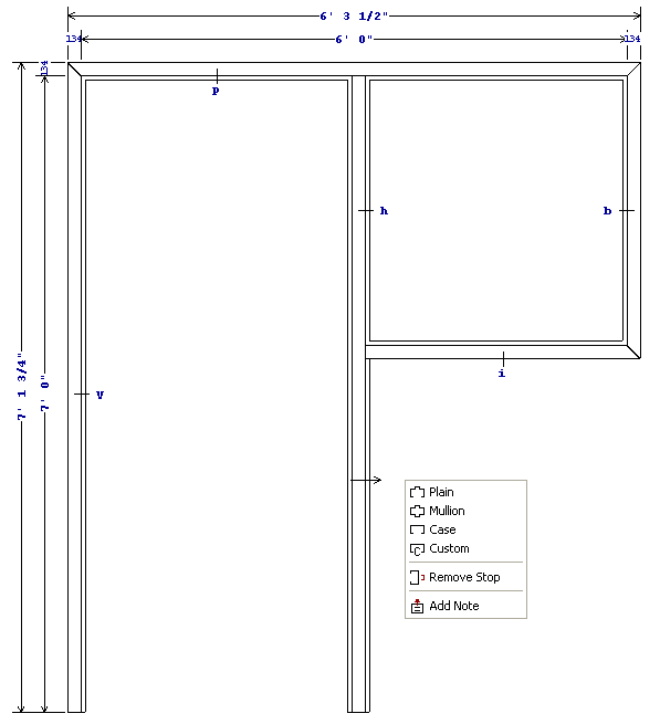 Elevation drawing example; shows right-click menu and the location of Remove Stop.